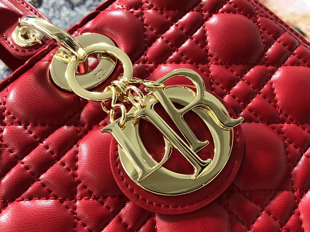 Large Lady Dior Bag Red Cannage Lambskin